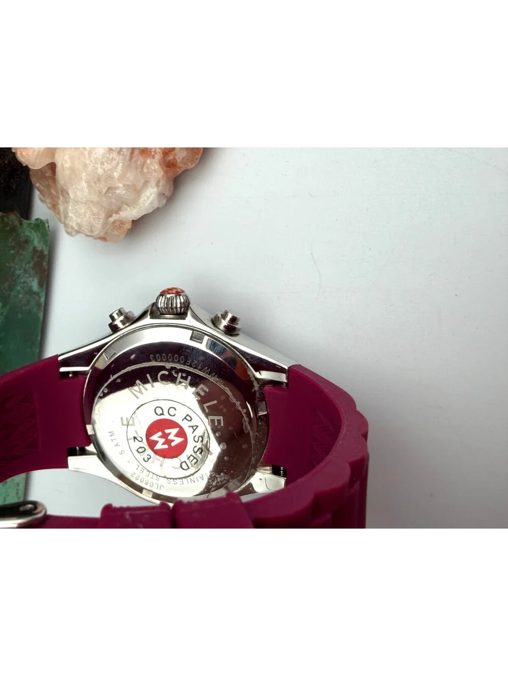 Michele Tahitian Jelly Bean Fuchsia Purple Chronograph Watch